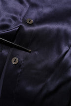 Dark Purple Silk Ascot Collared Blouse Top