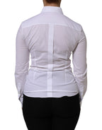White Cotton Collared Long Sleeves Top Shirt