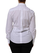 White Cotton Long Sleeves Collared Top Shirt