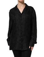 Black Silk DG Embroidery Long Sleeves Top