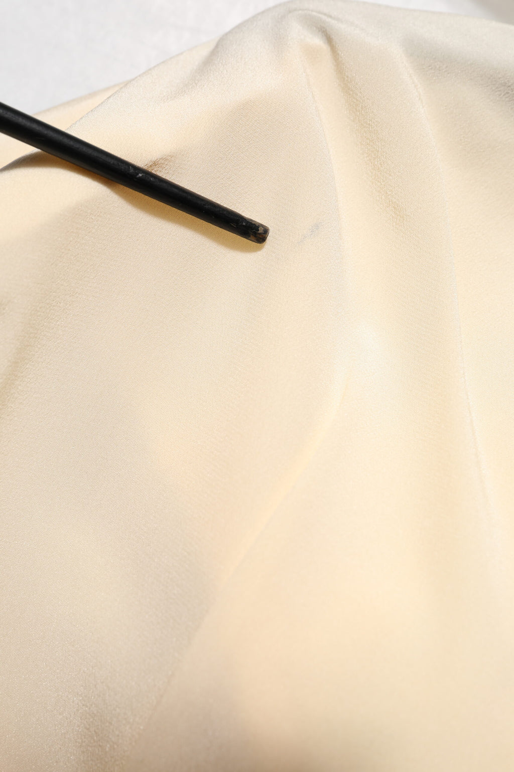 Light Yellow Silk Ascot Collared Blouse Top