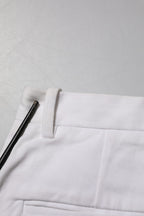 White Cotton Mid Waist Women Bermuda Shorts