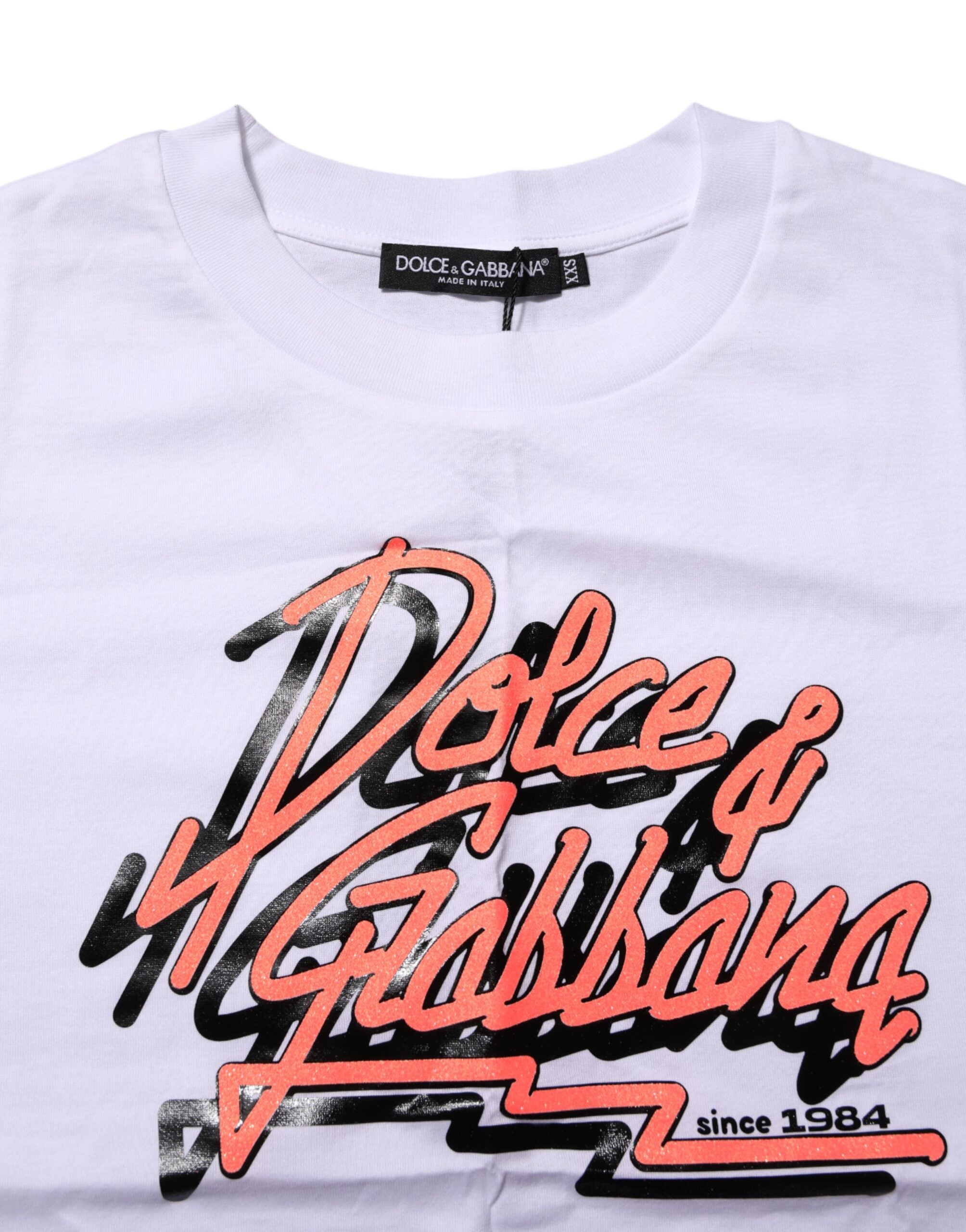White Cotton Graphic Print Crew Neck T-shirt