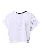 White Graphic Print Crew Neck Cropped T-shirt