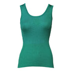 Green Silk Sleeveless Round Neck Tank Top