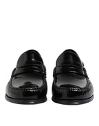 Black Leather Slip On Loafers Dress Shoes