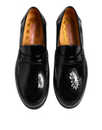 Black Leather Slip On Loafers Dress Shoes