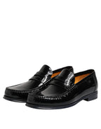 Black Leather Slip On Loafers Dress Shoes