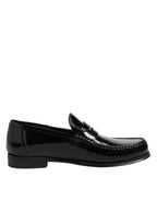 Black Leather Slip On Loafers Dress Shoes
