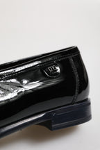 Black Leather Slip On Loafers Dress Shoes