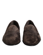 Brown Velvet Leather Slip On Loafers Shoes