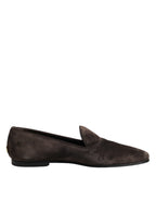 Brown Velvet Leather Slip On Loafers Shoes