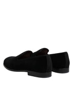 Black Velvet Slip On Loafers Formal Shoes