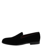 Black Velvet Slip On Loafers Formal Shoes