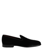 Black Velvet Slip On Loafers Formal Shoes