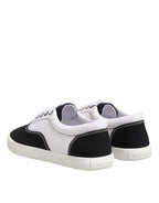 Black Cotton Canvas Lace Up Men Sneakers Shoes