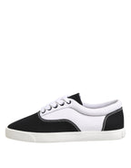 Black Cotton Canvas Lace Up Men Sneakers Shoes