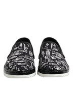 Black Slip On Printed Men Loafers Shoes