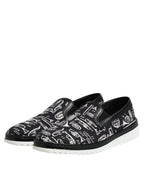 Black Slip On Printed Men Loafers Shoes