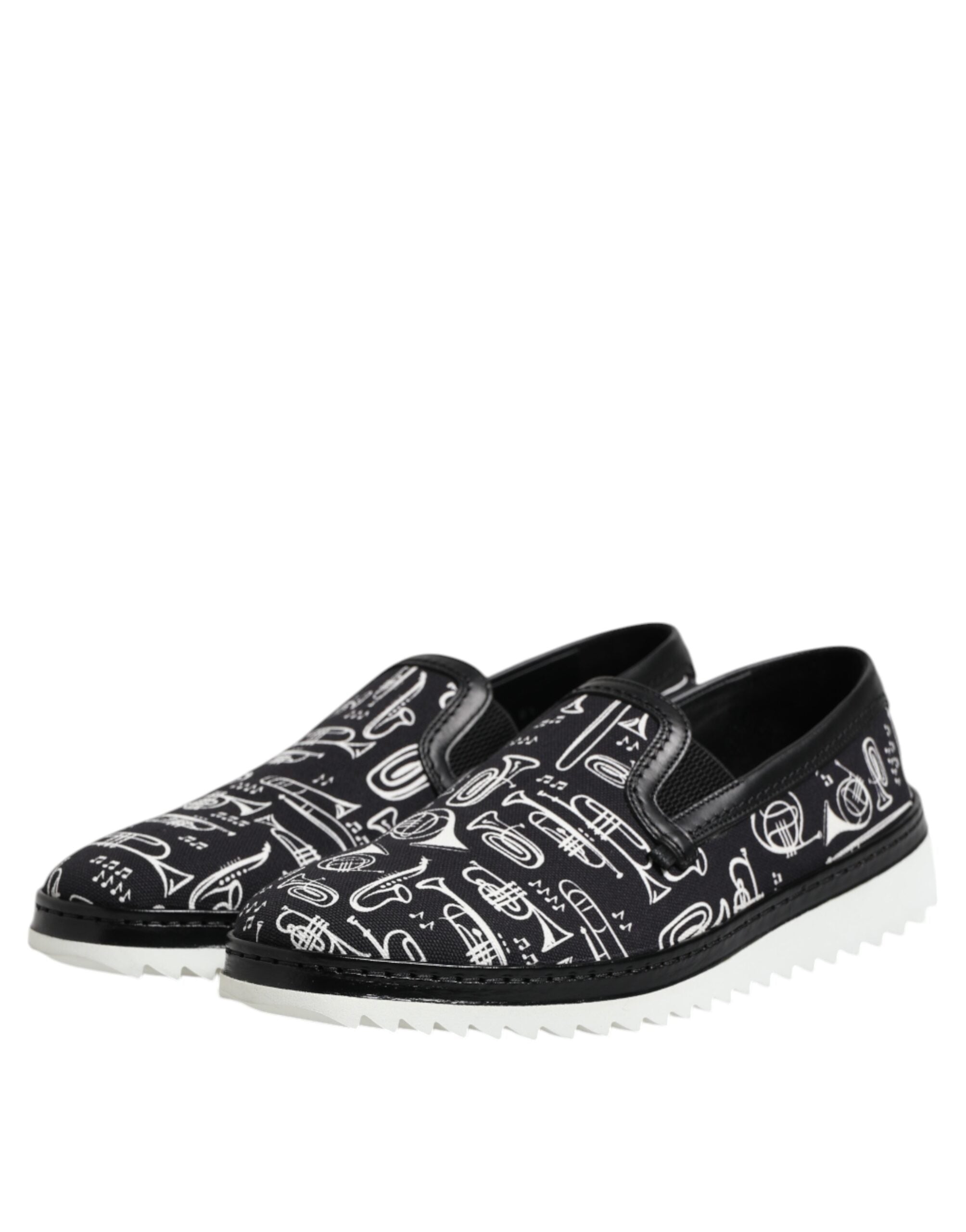 Black Slip On Printed Men Loafers Shoes