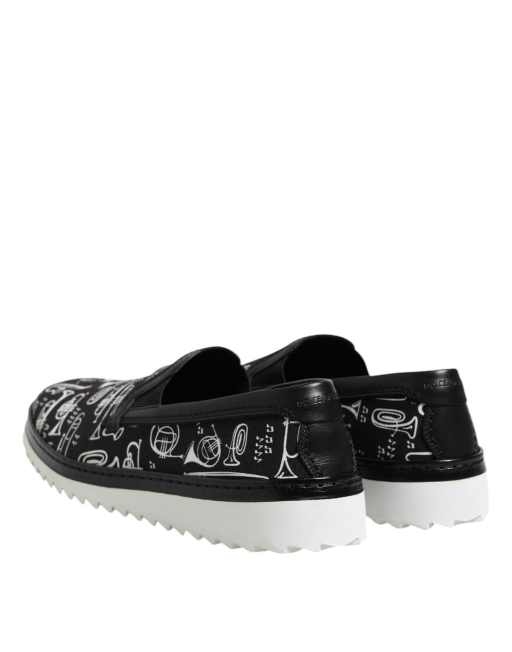 Black Slip On Printed Men Loafers Shoes