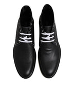 Black White Leather Ankle Boots Shoes