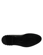 Black Leather Logo Ankle Boots Studded Shoes