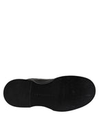 Black Leather Mid Calf Boots Flats Shoes