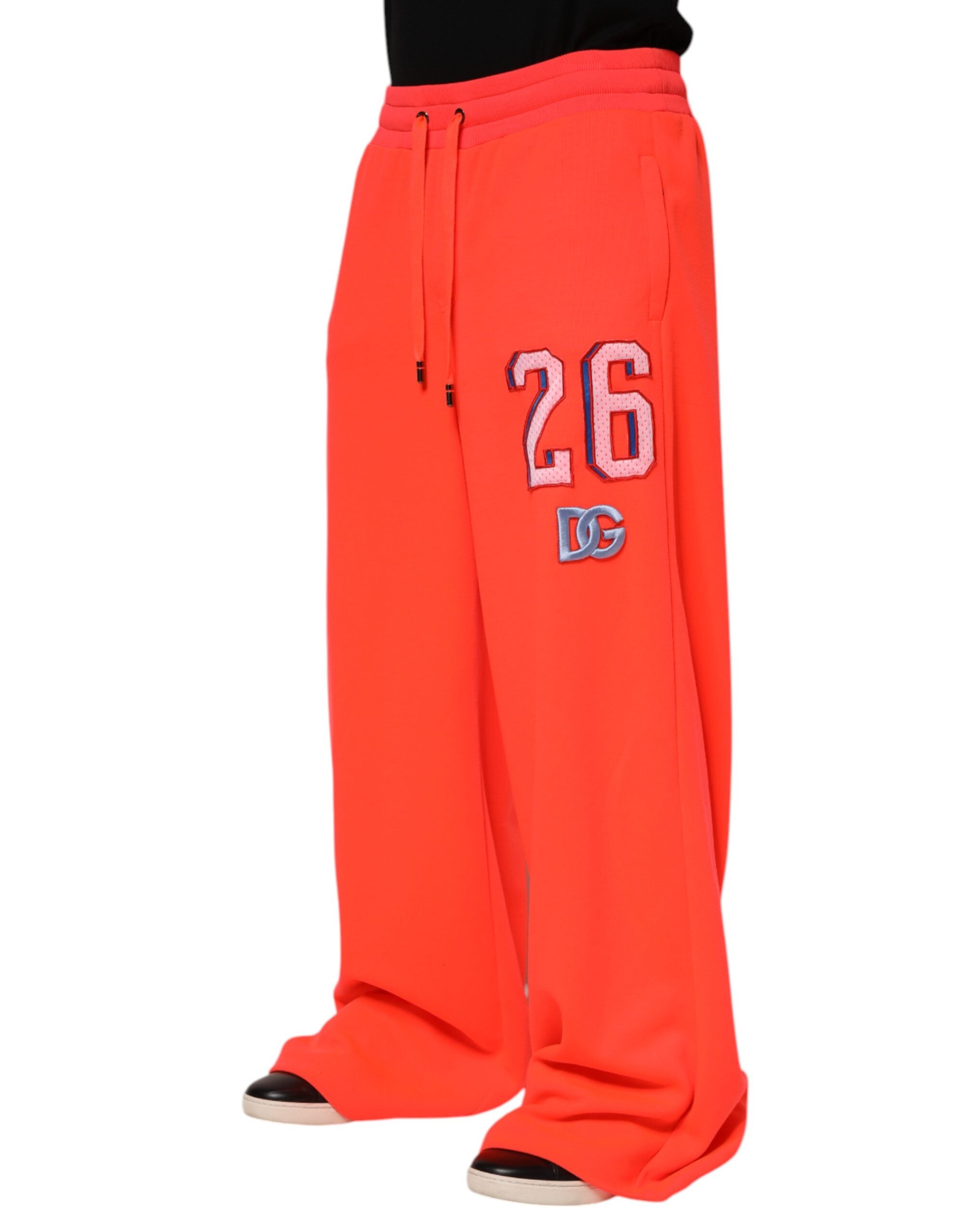 Orange Polyester Jogger Men Sweatpants Pants