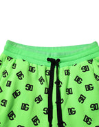 Green Logo Print Jogger Men Sweatpants Pants