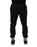 Black Cotton Logo Tape Men Jogger Pants
