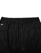 Black Cotton Logo Tape Men Jogger Pants
