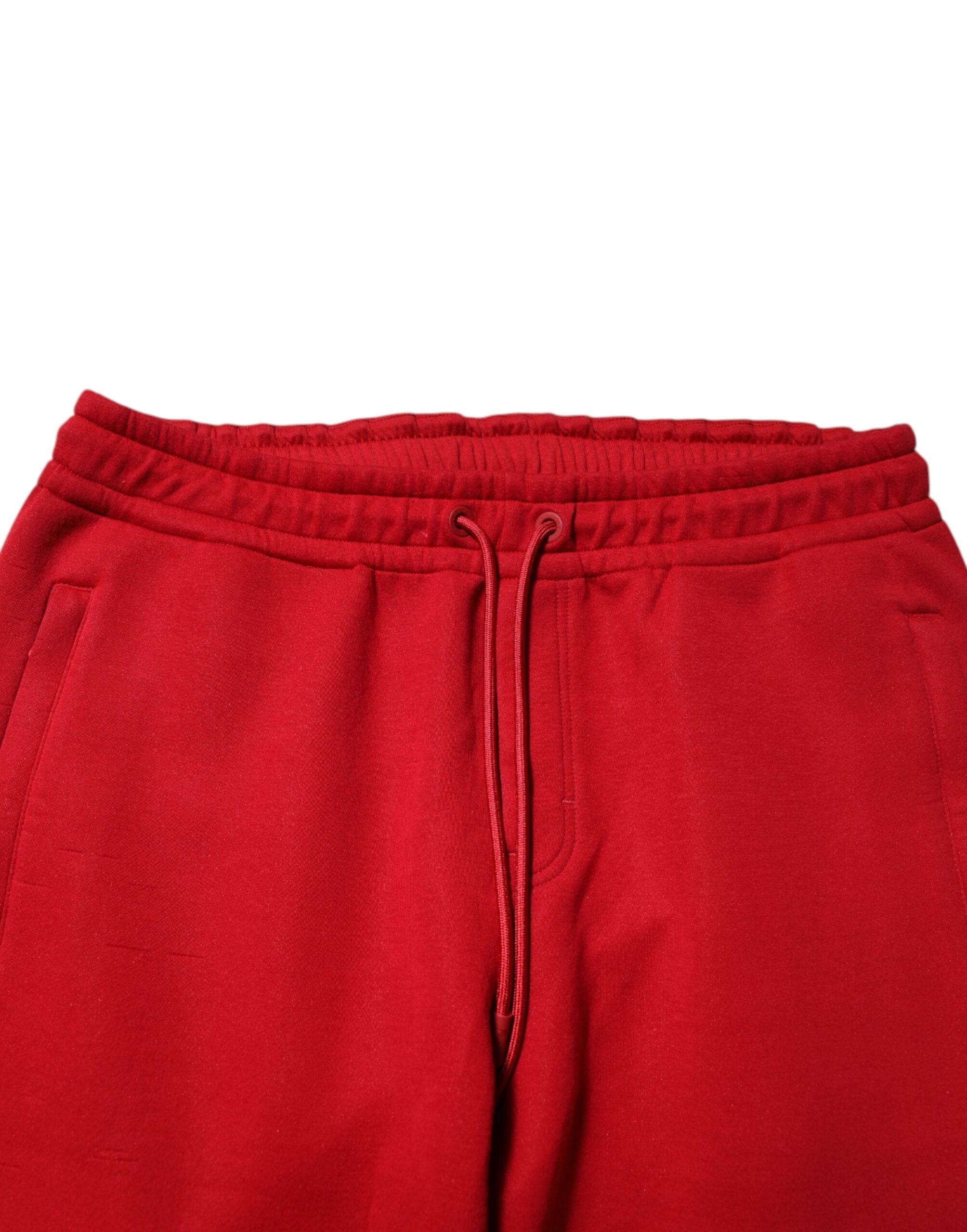 Red Cotton Logo Jogger Men Sweatpants Pants