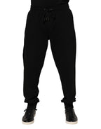 Black Cotton Logo Tape Men Jogger Pants
