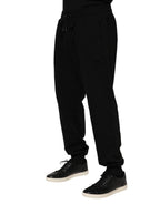 Black Cotton Logo Tape Men Jogger Pants