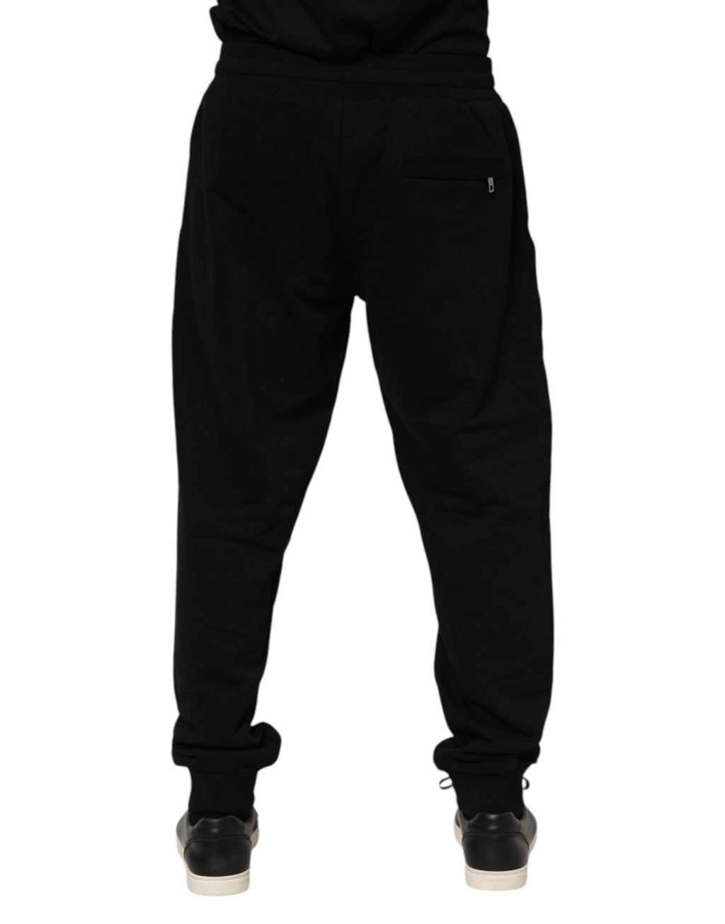 Black Cotton Logo Tape Men Jogger Pants