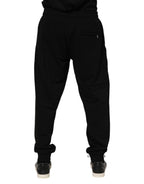 Black Cotton Logo Tape Men Jogger Pants