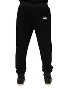 Black Cotton Crown Jogger Sweatpants Pants