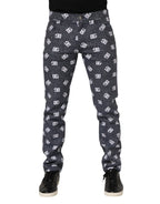 Dark Gray Logo Cotton Skinny Slim Denim Jeans