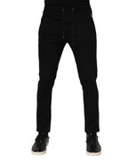 Black Viscose Drawstring Men Jogger Pants