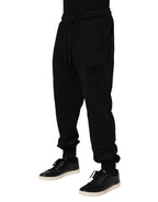 Black Cotton Drawstring Jogger Pants