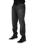 Gray Washed Cotton Loose Denim Jeans