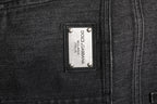 Gray Washed Cotton Loose Denim Jeans