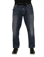 Blue Cotton Logo Plaque Slim Denim Jeans