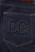 Dark Blue Cotton Logo Slim Fit Men Denim Jeans