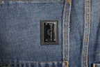 Blue Washed Skinny Logo Plaque Men Denim Jeans