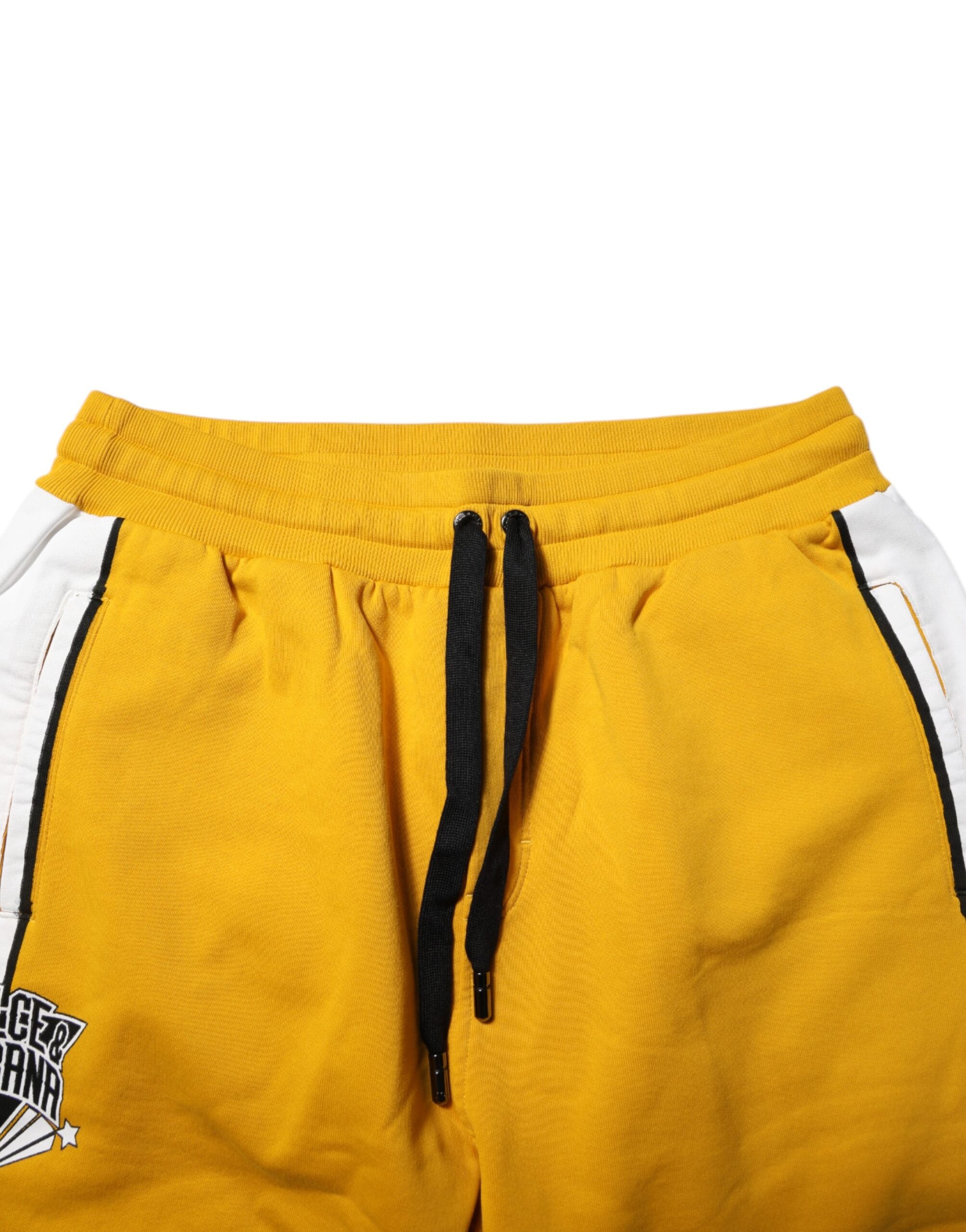 Yellow Cotton Logo Drawstring Jogger Sweatpants Pants