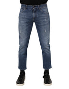 Blue Cotton Logo Plaque Denim Jeans