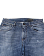 Blue Cotton Logo Plaque Denim Jeans