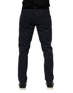Blue Cotton Tapered Denim Jeans